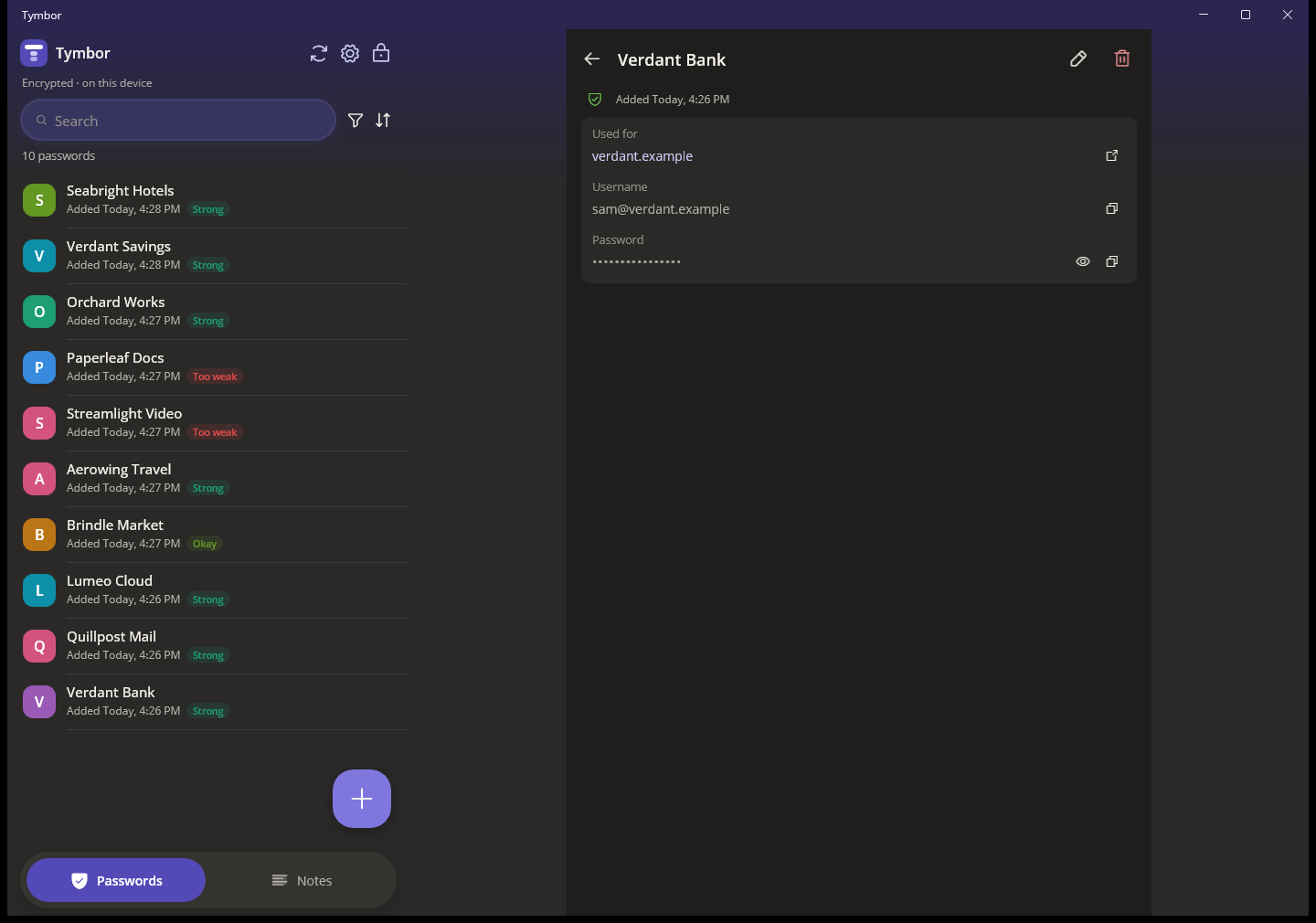The Tymbor app running on Windows