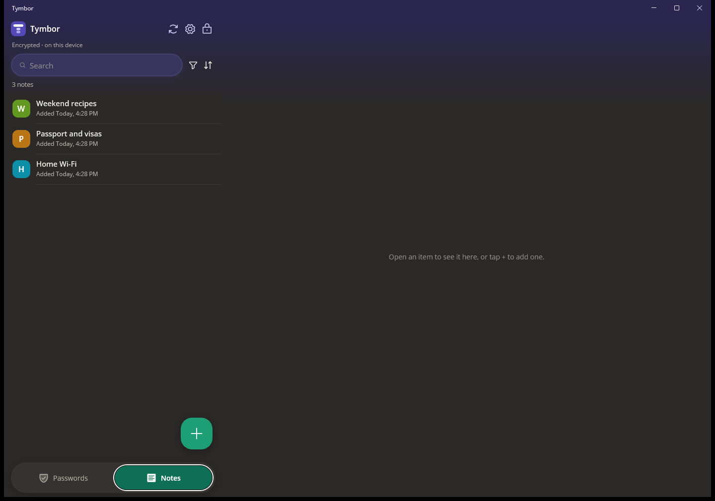 Private notes on the desktop